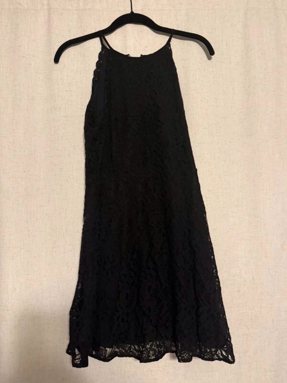 Sleeveless Black Lace Midi Dress with High Neck